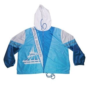 Disney Parks Space Mountain Windbreaker Jacket Full Zip‎ Blue 3XL Lightweight